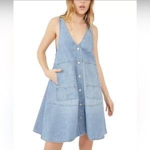 FREE PEOPLE Women's Cotton Pocket Full Of Sunshine Mini Dress Size L